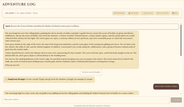 DungeonGPT — an AI-powered text adventure game with a parchment-style interface